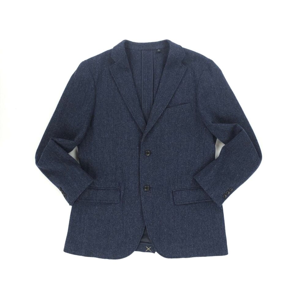 NEW Uniqlo Wool Herringbone Tweed Tailored Jacket Navy Old Money Preppy Academia